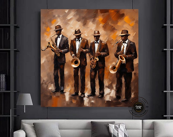 Jazz Wall Decor, Jazz Orchestra Art, Music Wall Art, Jazz Wall Art, Living Room Decor, Home Decoration