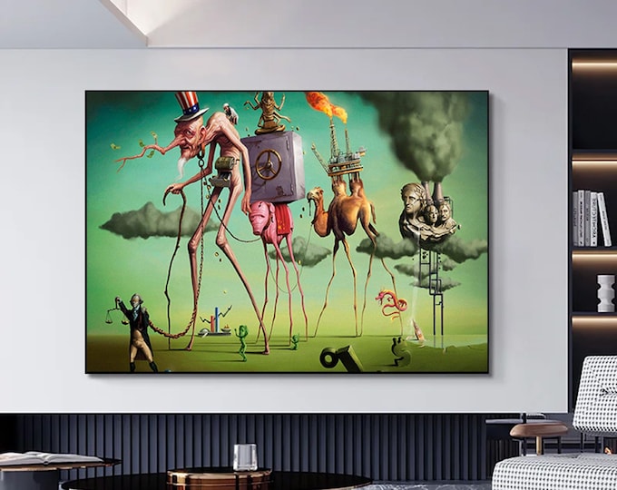 Salvador Dali Print on Canvas, Salvador Dali Wall Décor The Temptation of Saint Anthony Canvas Home Workplace Artwork Canvas Poster Wall Art