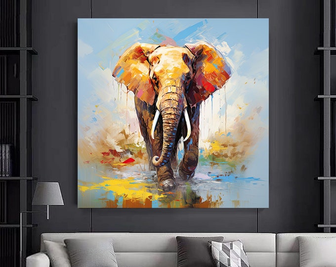 Colorful Elephant Canvas Wall Art, Animal Print on Canvas, Elephant  Wall Decor, Colorful Canvas, Bedroom Wall Decor, Home Gift, Room Decor
