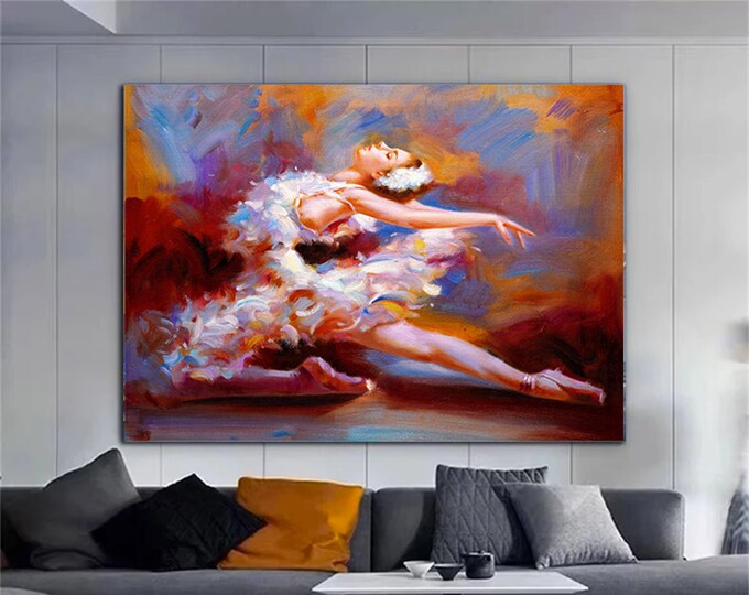 Beautiful Ballerina Ballet Dancer Oil Painting Style Modern Design Home Decor Canvas Print Wall Art Picture