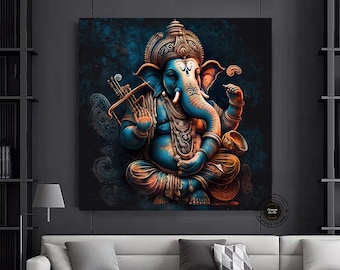 Colorful Ganesha Canvas Wall Art: Abstract Ganesh Print