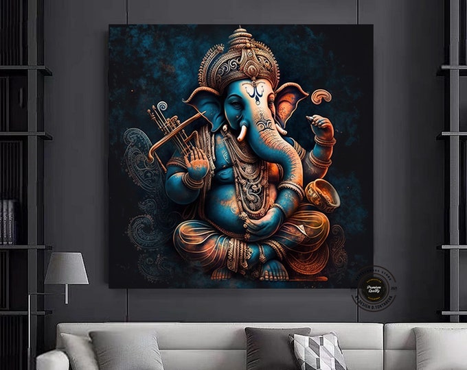 Great Ganesha Wall Art - Abstract wall art,Colorful Inspired Ganesh Canvas Wall Art.