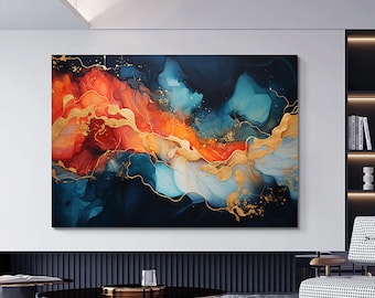 Gold Marble Abstract Canvas Print, Luxury Wall Decor