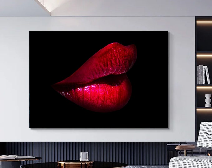 Red  Lips Canvas, Wall Art Canvas Design, Ready To Hang Home Decoration sexy lip canvas art