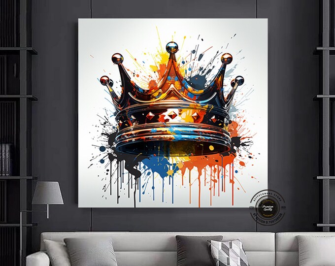 Crown Graffiti Wall Art, Crown Graffiti Art, King Crown Digital Art Print, Street Pop Art, Modern Street Art, Urban Graffiti