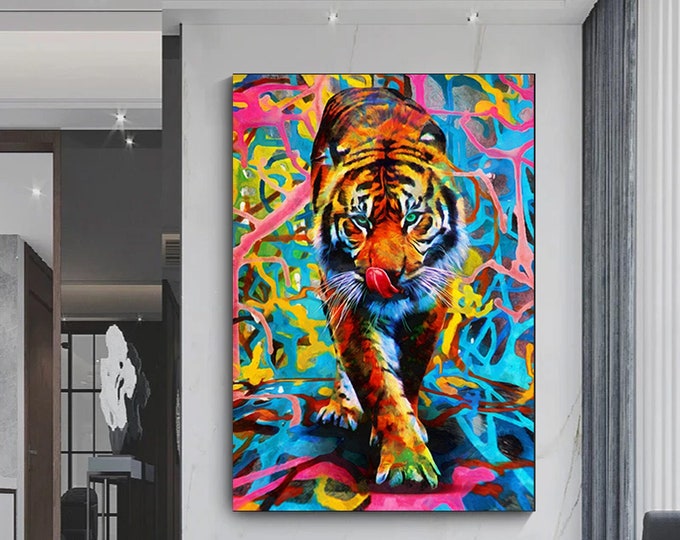 Modern Painting Of Tiger, Collection Of Animal Painting , Tiger Canvas Art, Animal Canvas Print, Colorful Canvas Decor