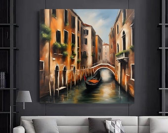 Oil painting style Venice Italy canvas wall art,Venice Italy canvas art.