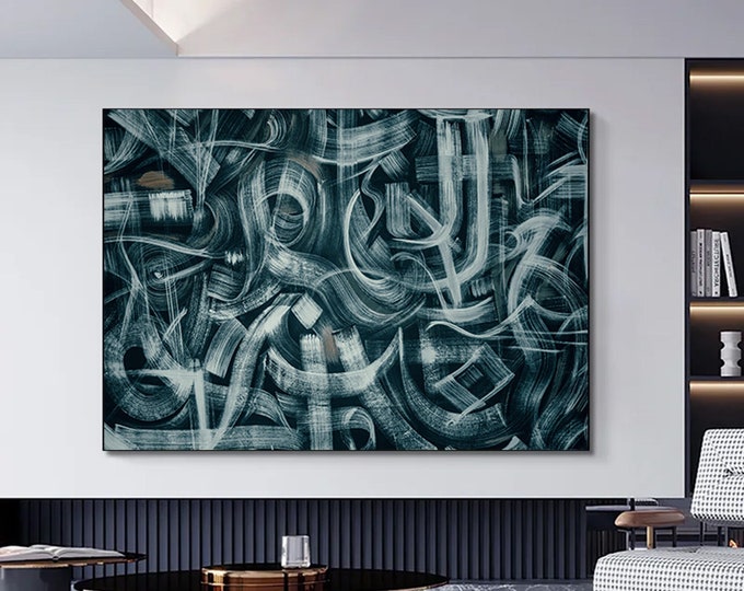 Graffiti back brush strokes abstract canvas wall art.Street art.Graffiti canvas print.