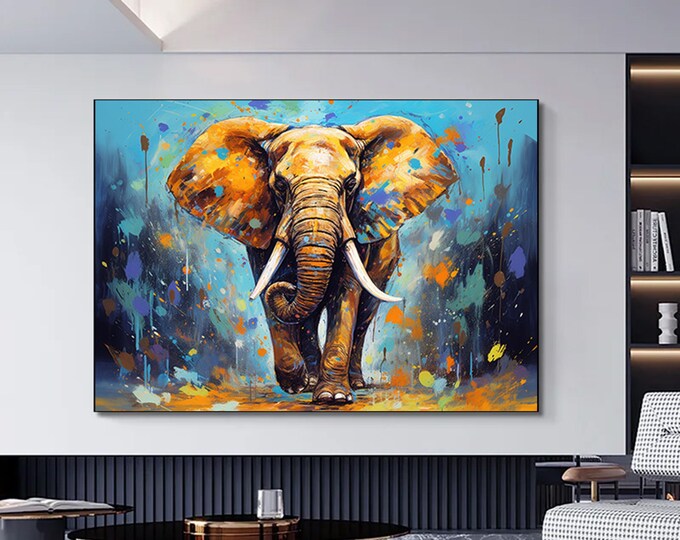 Modern Print Graffiti Art Abstract Elephant Canvas Painting Street Colorful Animals Picture for Home Wall Decoration