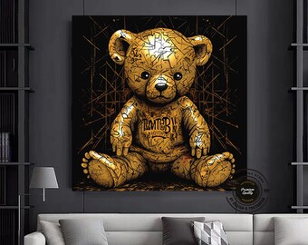 Teddy Bear Graffiti Wall Art: Street Style Decor