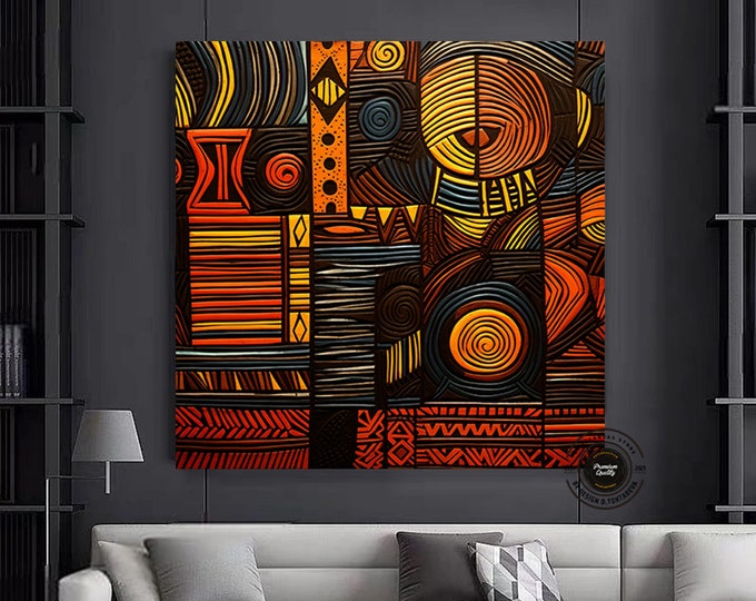 African American Culture Wall Art, African Culture Wall Decor, Wall Symbol Canvas Painting, Abstract Canvas Wall Art, Africa Wall Art, Gift