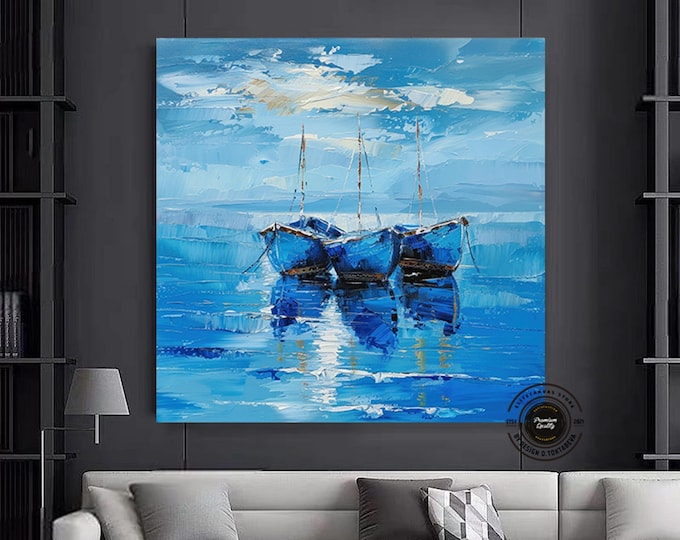 Sailboat Wall Art, Ship Canvas Art, Nautical Wall Art Canvas, Abstract Sailboat Painting On Canvas, Ship Print, Nautical  Wall Art