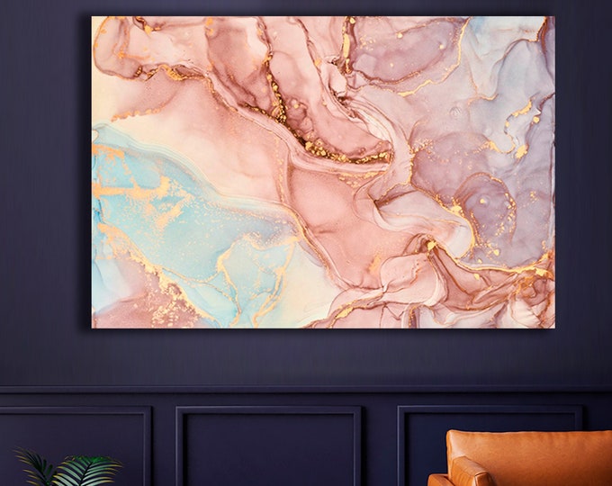 Marble Artwork | Pink Marble Wall Art | Pink Marble Poster |Abstract Pink  Gold Wall Art | Canvas Print wall Art | Wall Hangigin Pink Marble