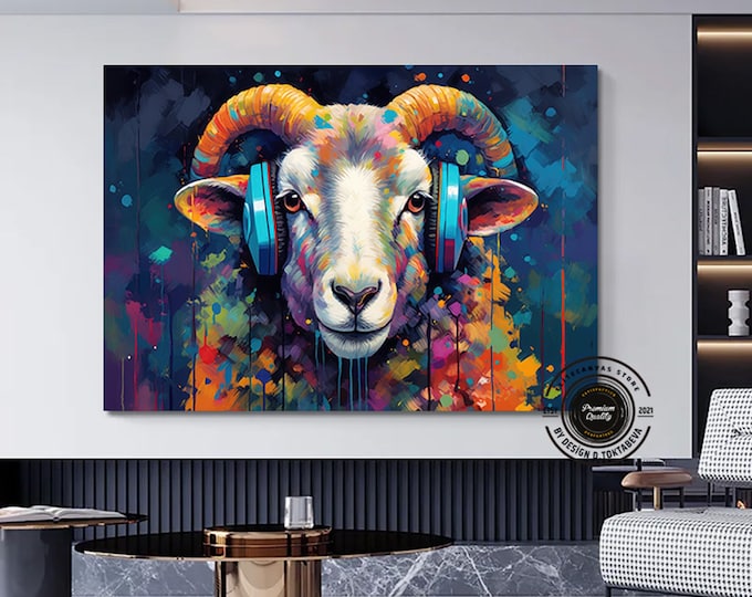 Abstract Colored Sheep Poster. Colorful Animal Wall Art Print. Gift for Farmer, Father, Grandfather, Mother. Farm Nursery Print
