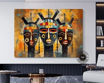 African Masks Canvas Print: Abstract Culture Wall Art
