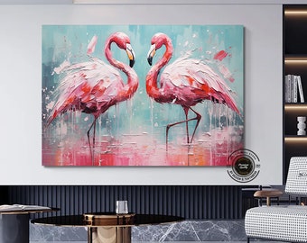 Flamingo Canvas Print, Pink Tropical Bird Wall Art