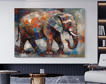 African Elephant Canvas Print: Modern Animal Wall Art