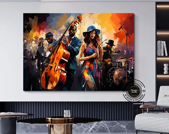 Abstract Jazz Band Canvas Print: Modern Musician Wall Art
