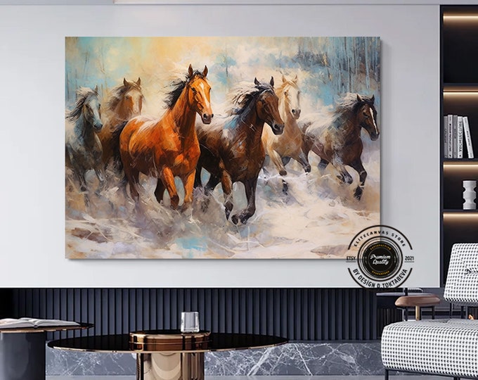 Abstract Horse Painting On Canvas, Large Horse Wall Art Print Colorful Abstract Wall Art, Wall Decor Over The Bed Animal Lover Gift For Home