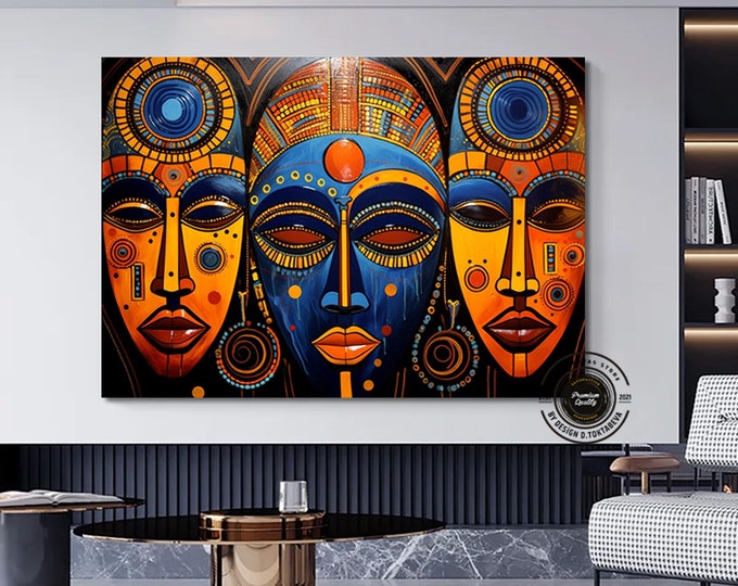 Abstract African Tribal Wall Decor, African Gods Symbol, Afro american culture Wall Art, African abstract face Wall Art, African Tribal art