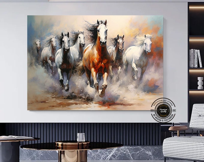 Horses Wall Art, Running Horses Creative Wall Art, Animal Paintings, Wild Animals Art, Wall Art Canvas Design, Ready to Hang Decoration