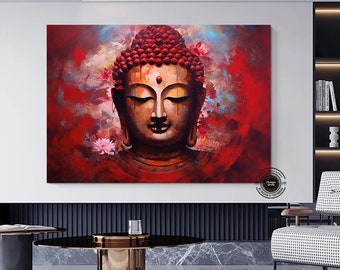 Red Buddha Canvas Print: Asian Wall Art, Ready to Hang