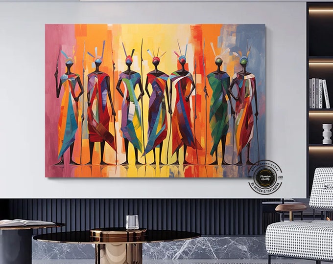 African American Culture Wall Art, African Culture Wall Decor, Local Women Wall Art, Abstract Canvas Wall Art, African Wall Art, Gift, Art