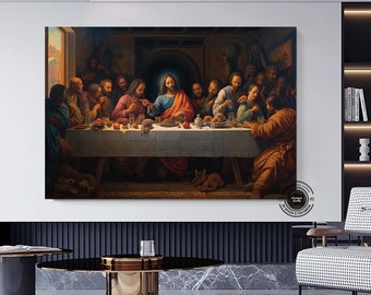 The Last Supper Canvas Wall Art: Religious Mural, Extra Large