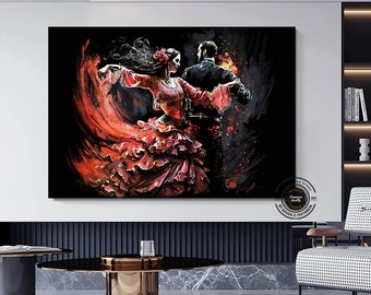Flamenco Dancer Canvas Wall Art, Spain Style Home Decor