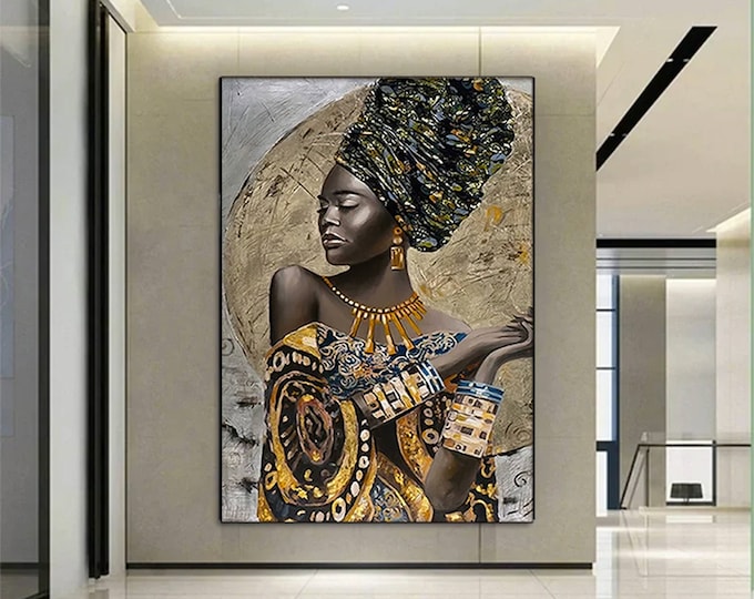Ethnic Canvas Art, Women Wall Art, Canvas Wall Art, Ethnic Women Wall Art, African Woman Wall Art, Ethnic Art,Home Decor,Framed Canvas Art