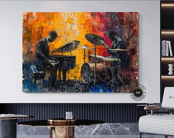 Abstract Jazz Musician Canvas Print: Modern African Wall Art