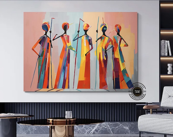 African American Culture Wall Art, African Culture Wall Decor, Local Women Wall Art, Abstract Canvas Wall Art, African Wall Art, Gift, Art