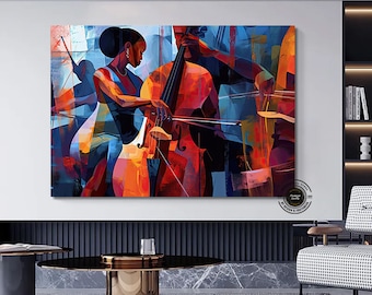 Abstract Jazz Musician Canvas Print: Modern African Wall Art