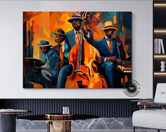 Abstract Jazz Musician Canvas Print: Modern African Wall Art