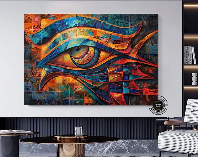 Ancient Egypt Wall Art, Eye of Ra Art Print, Huge Canvas Home Decor, Ancient Egypt Canvas, Eye of Horus Art, Eye of Ra Canvas Print