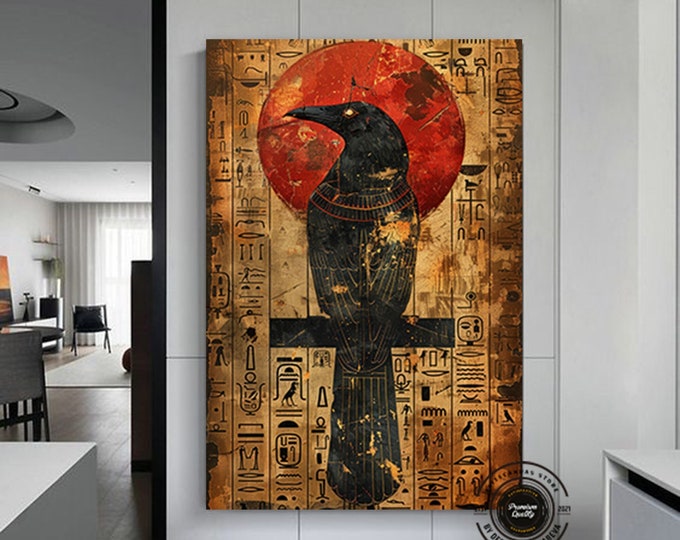 Egyptian Mythology Wall Art, Egypt Symbols Framed Canvas, Egyptian Hieroglyphs Wall Art, Ancient Egypt Canvas, Cultural  Framed Canvas