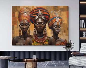 African Women Canvas Wall Art, Abstract Culture Decor