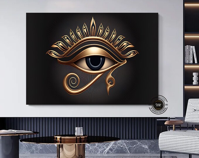 Ancient Egypt Wall Art, Eye of Ra Art Print, Huge Canvas Home Decor, Ancient Egypt Canvas, Eye of Horus Art, Eye of Ra Canvas Print