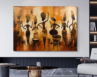 African Women Canvas Wall Art: Abstract Culture Decor