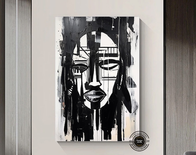 African Women Portrait, African American Culture, African Tribe Wall Art, African Culture Wall Decor, abstract Painting, Modern Home Decor,