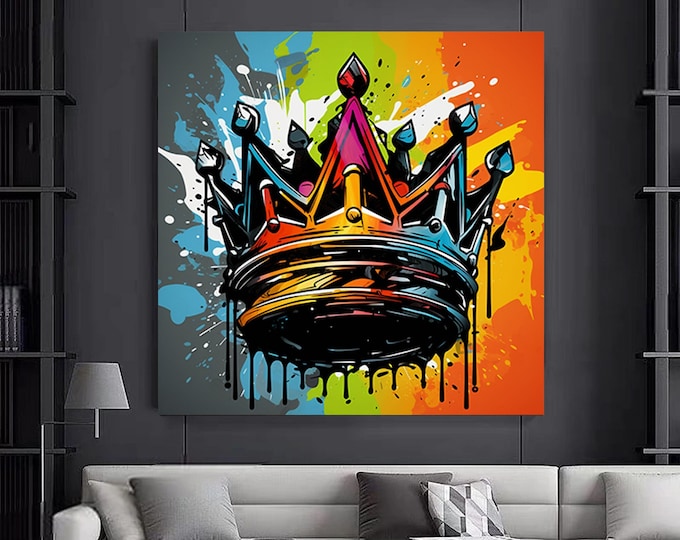 Crown Graffiti Wall Art, Crown Graffiti Art, King Crown Digital Art Print, Street Pop Art, Modern Street Art, Urban Graffiti