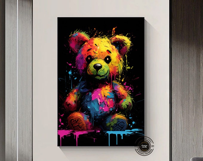 Teddy bear wall art, teddy bear graffiti art, teddy bear street art, graffiti wall art, street wall art