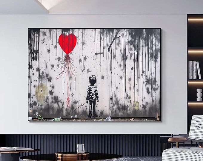 Urban Style Canvas| Banksy Style Canvas Art | Street Graffiti Art Print | Modern Home Decor | Banksy Wall Print | Large Framed Wall Art Set