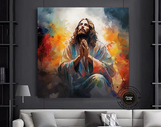 Jesus Canvas Art Print, Religous Gift, Christian Wall Decor, Bible Art, Contemporary Christian Art, Jesus Poster, Trendy Canvas Art