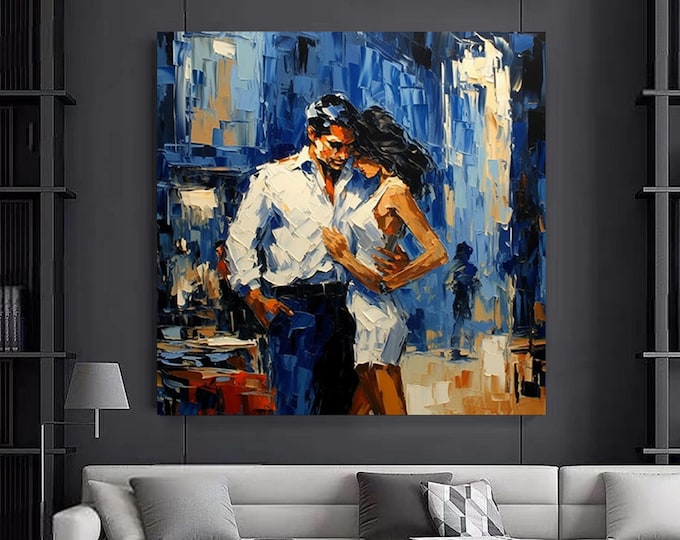 Canvas Home Decor, Dancing Couple Painting oil paint Print, Music Room Art, Tango Couple Canvas Decor,