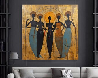 African American Women Canvas Wall Art: Abstract Culture Decor