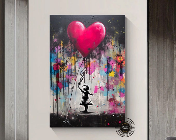 Ballon Girl Pop Art Canvas Print, Banksy Art, Ballon Girl Graffiti, Street Graffiti Wall Art, Banksy Ballon Girl Canvas