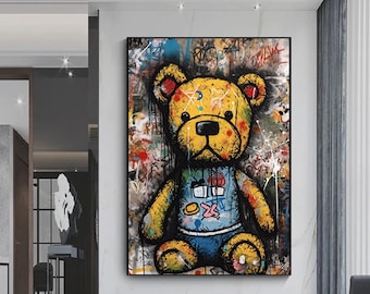 Teddy bear wall art, teddy bear graffiti art, teddy bear street art, graffiti wall art, street wall art