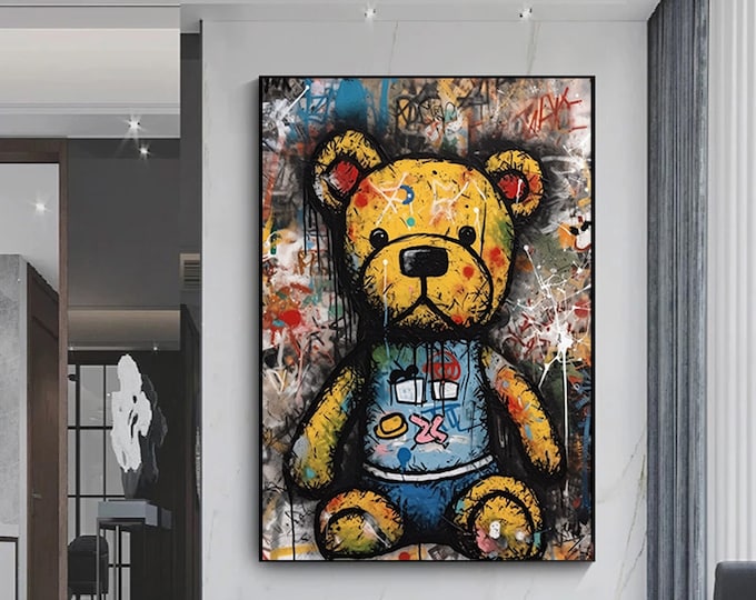 Teddy bear wall art, teddy bear graffiti art, teddy bear street art, graffiti wall art, street wall art