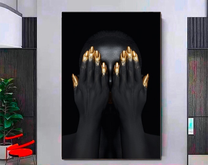 Modern African Woman Painting Wall Art Poster Home Decoration For Living Room, African Woman Print on Canvas,Ethnic Ladies Art,African Lady